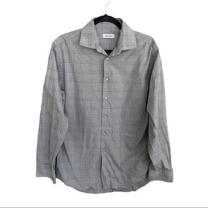 Calvin Klein| Gray Plaid Dress Shirt